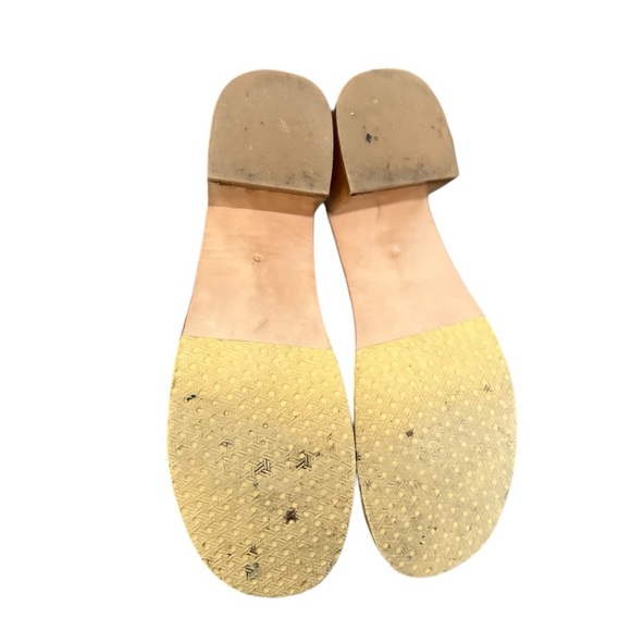 LIBERTÉ Santorini Leather Woven Cognac Mules Heeled Open Toe Sandals - Picture 13 of 14